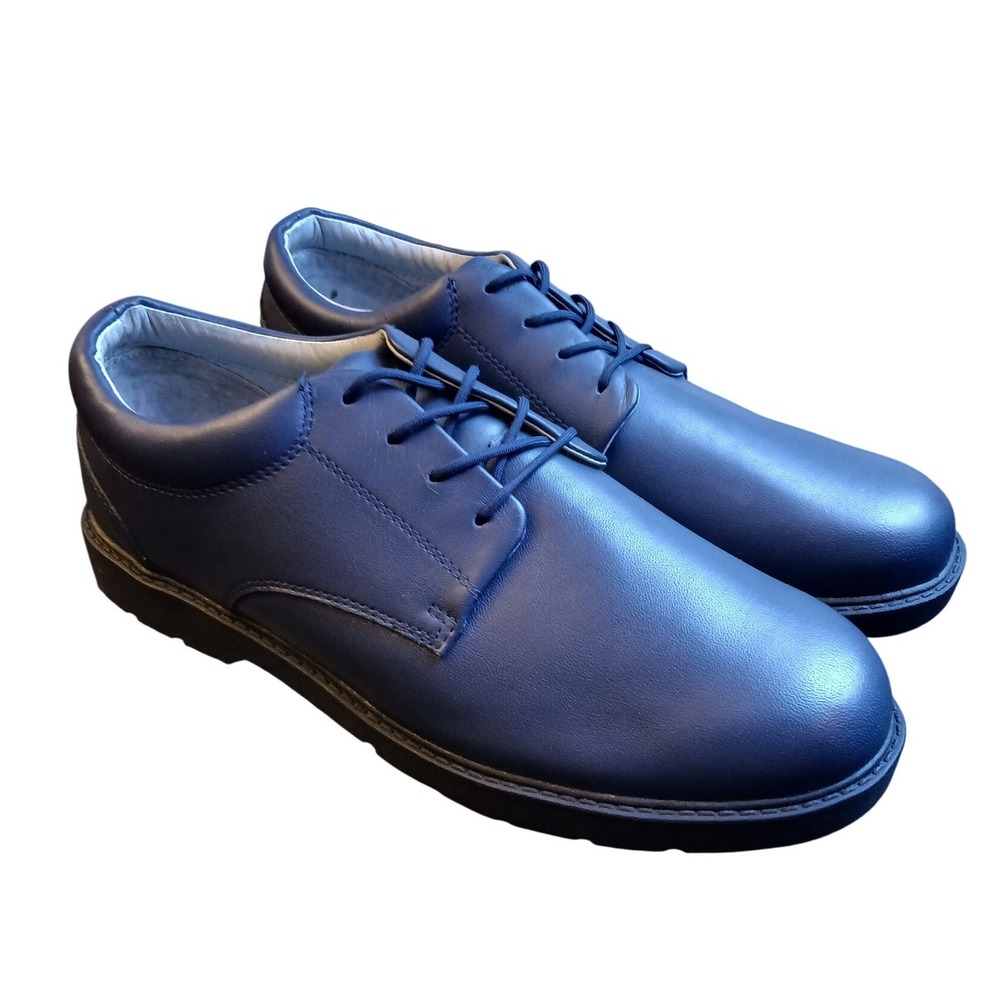 Varsity Mens Navy Blue Leather Oxford Dress Shoes 10M 5200NVA